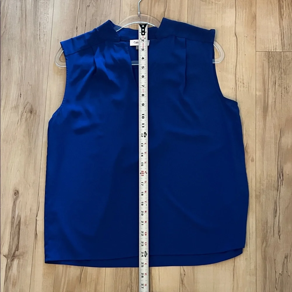 Calvin Klein Women's Royal Blue V Neck Blouse - Picture 5 of 10